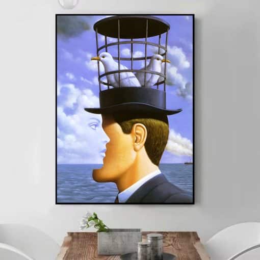 Classic Hat Painting in René Magritte Style Printed on Canvas