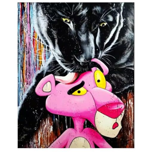 Pink Panther Graffiti Paintings by Julien Durix Printed on Canvas - Image 2