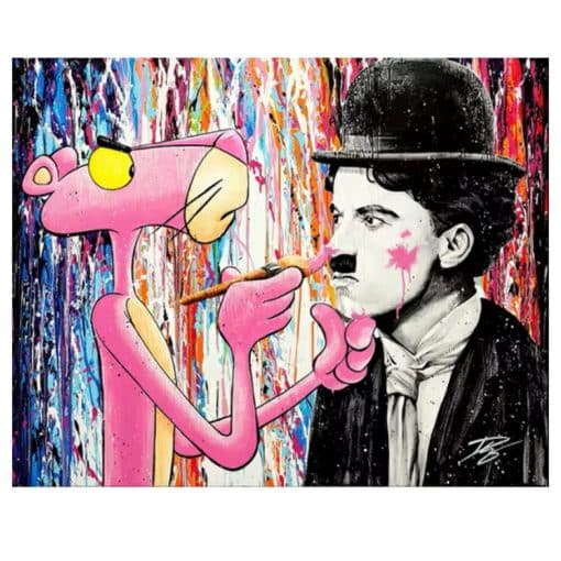 Pink Panther Graffiti Paintings by Julien Durix Printed on Canvas - Image 5