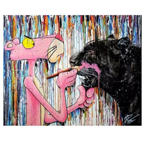 Pink Panther Graffiti Paintings by Julien Durix Printed on Canvas - Image 6