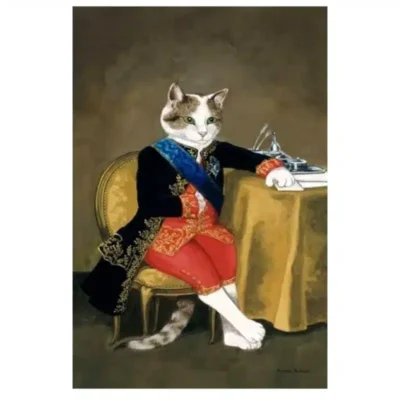 Portrait of Animal in Human Clothes Paintings Printed on Canvas - Image 13