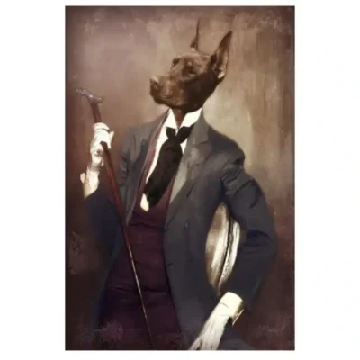 Portrait of Animal in Human Clothes Paintings Printed on Canvas - Image 19