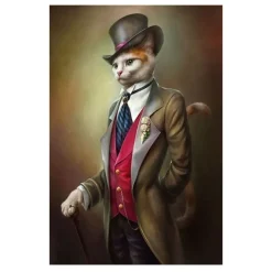 Portrait of Animal in Human Clothes Paintings Printed on Canvas - Image 20
