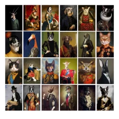 Portrait of Animal in Human Clothes Paintings Printed on Canvas