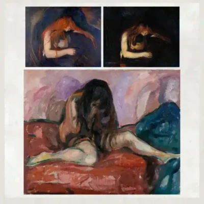 Vampire, Love and Pain & Nude by Edvard Munch Printed on Canvas