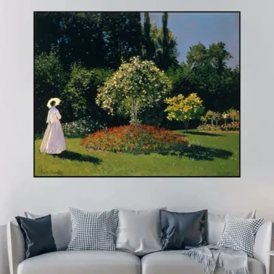 Woman in the Garden by Claude Monet Printed on Canvas