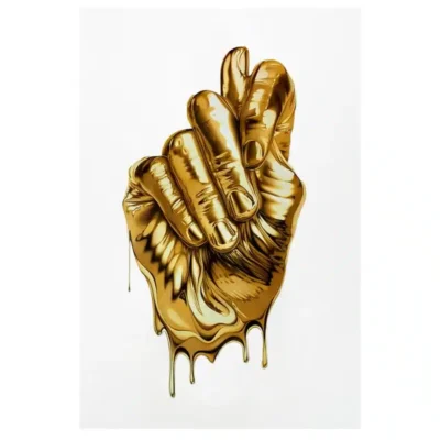 Abstract Metal Gold Fingers Wall Art Printed on Canvas - Image 2