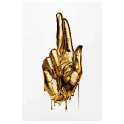 Abstract Metal Gold Fingers