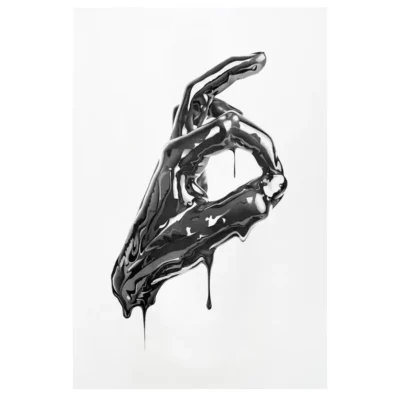Abstract Metal Gold Fingers Wall Art Printed on Canvas - Image 8