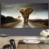 African Elephant Landscape Oil Painting Printed on Canvas