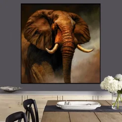 African Elephant Wall Art Oil Painting Printed on Canvas