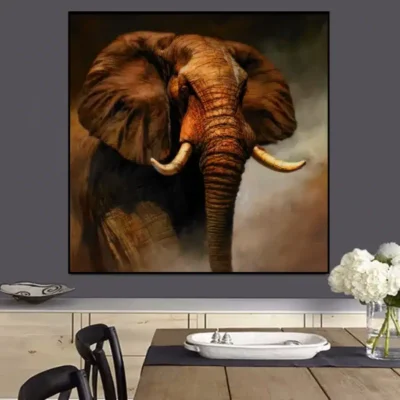 African Elephant Wall Art Oil Painting Printed on Canvas