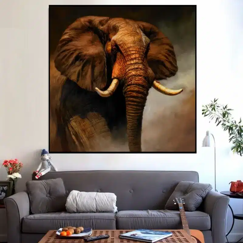 African Elephant Wall Art Oil Painting Printed on Canvas