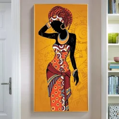 Beautiful African Woman Black and Gold Color