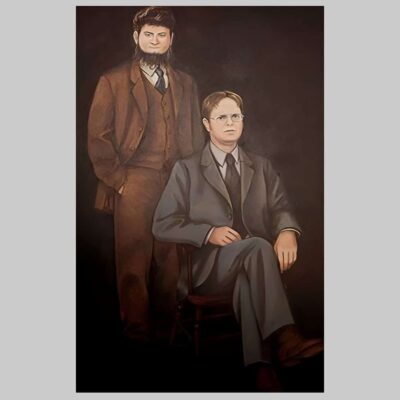 Portrait of Dwight Schrute and Mose Schrute Canvas Painting - Image 3