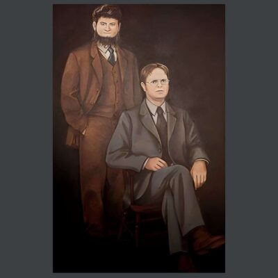 Portrait of Dwight Schrute and Mose Schrute Canvas Painting - Image 4