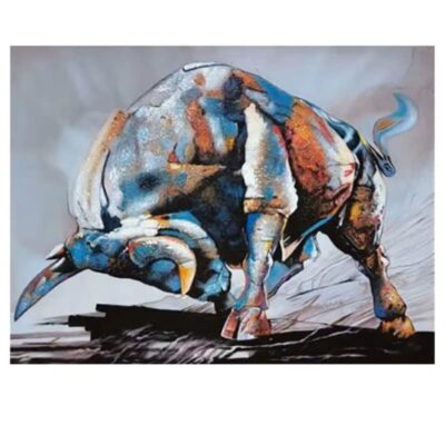 Elegant Black Bull Painting Printed on Canvas - Image 3