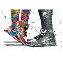 Fashion Sneakers Graffiti Art Printed on Canvas - Image 3