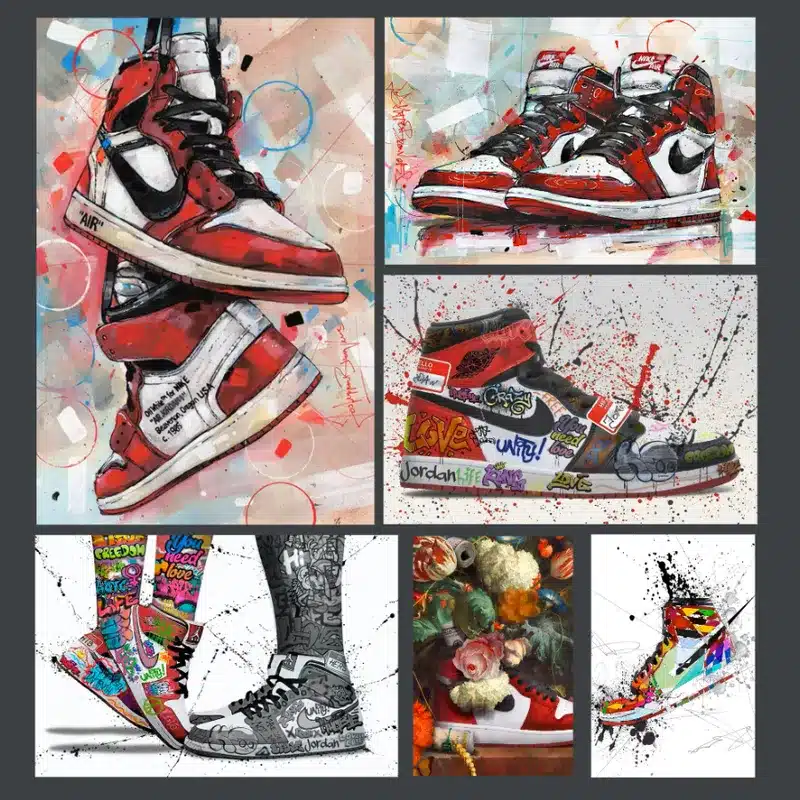 Fashion Sneakers Graffiti Art Printed on Canvas