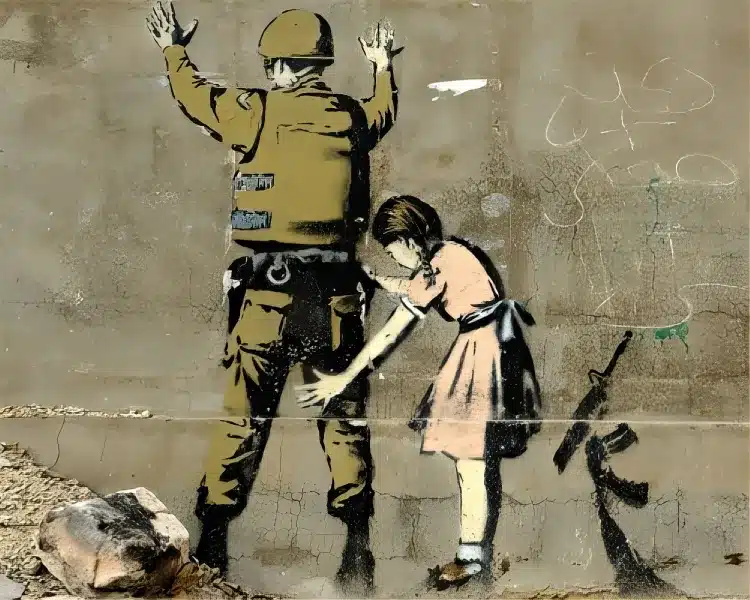 Girl Frisking Soldier by Banksy