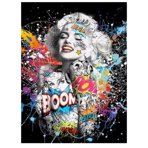 Graffiti Pop Art of Beautiful Woman Printed on Canvas - Image 2