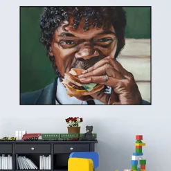 Jules Eats A Big Kahuna Burger Pulp Fiction Wall Art Printed on Canvas