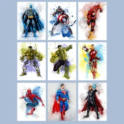 Marvel Cartoon Superhero Wall Art Printed on Canvas