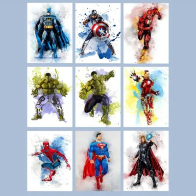 Marvel Cartoon Superhero Wall Art Printed on Canvas