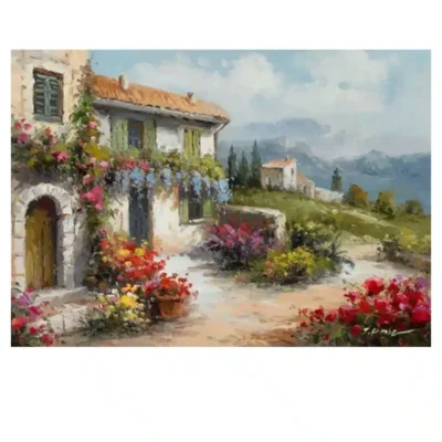 Mediterranean Sea Landscape Oil Painting Printed on Canvas - Image 4