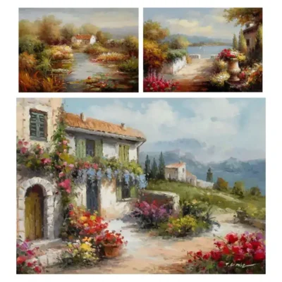 Mediterranean Sea Landscape Oil Painting Printed on Canvas