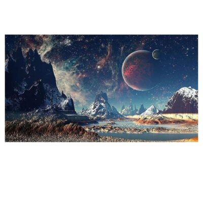 Planets Landscape Wall Art Painting Printed on Canvas - Image 2