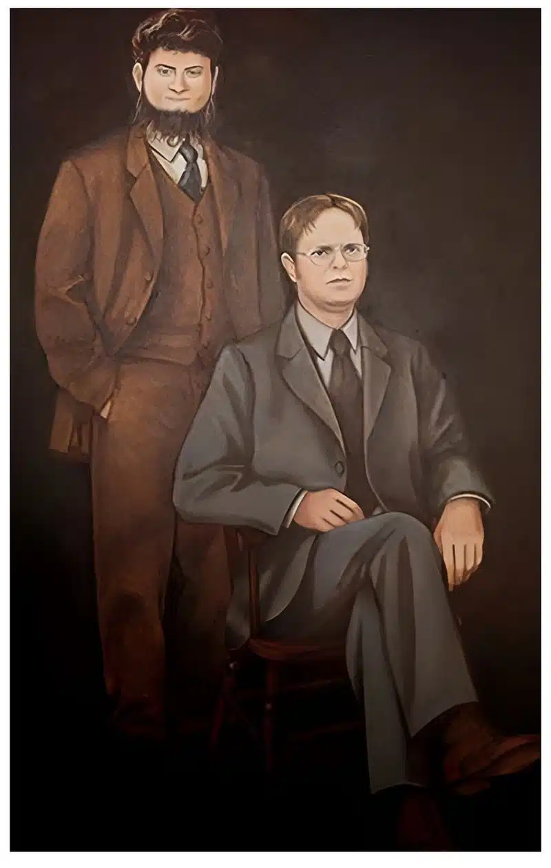 Portrait of Dwight Schrute and Mose Schrute Canvas Painting