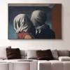 The Lovers Surrealism Painting by Rene Magritte Printed on Canvas