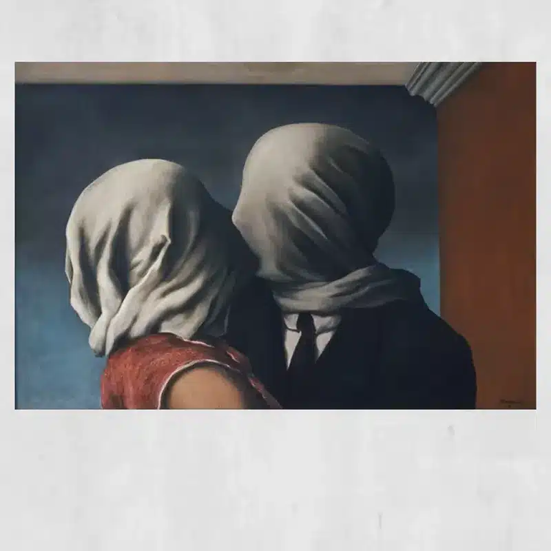 The Lovers Surrealism Painting by Rene Magritte Printed on Canvas