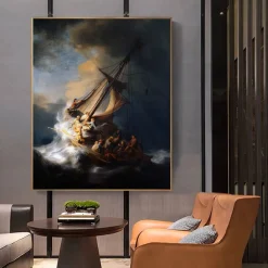 The Storm on the Sea of Galilee by Rembrandt Printed on Canvas