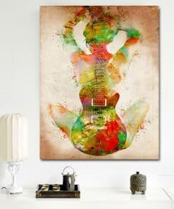 Abstract Figure With Guitar Painting Printed on Canvas