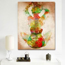 Abstract Figure With Guitar Painting Printed on Canvas