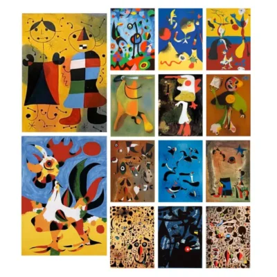 Abstract Paintings by Joan Miro Printed on Canvas