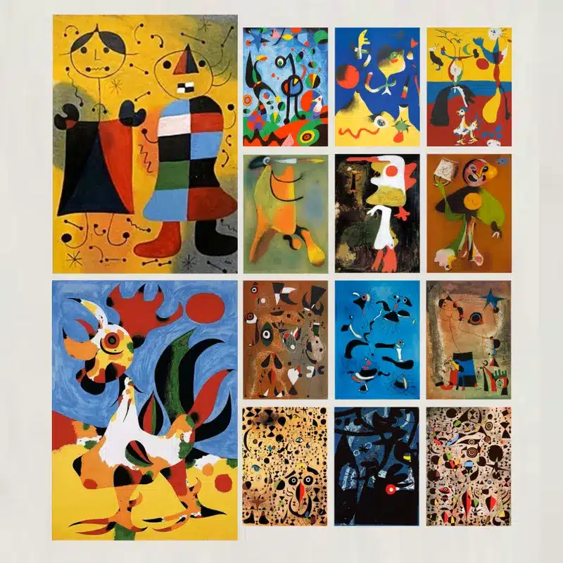 Abstract Paintings by Joan Miro Printed on Canvas