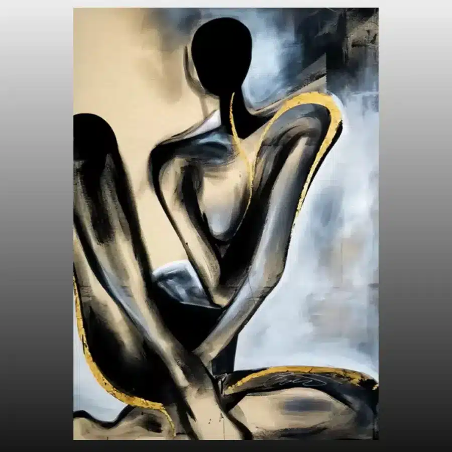 Abstract Sexy Nud Woman Painting Printed on Canvas