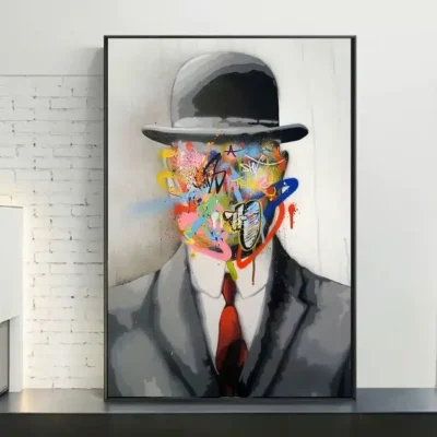 Abstract Street Art Graffiti René Magritte Painting Printed on Canvas