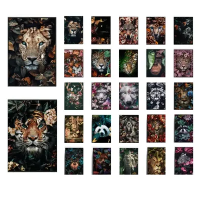 Artwork Paintings Animal In Flowers Printed on Canvas