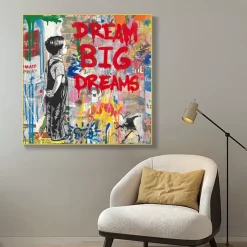 Dream Big Dreams Graffiti Painting Printed on Canvas