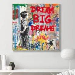 Dream Big Dreams Graffiti Painting Printed on Canvas