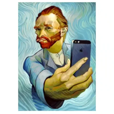 Funny Characters with Van Gogh Artwork Printed on Canvas - Image 2