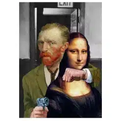 Funny Characters with Van Gogh Artwork Printed on Canvas - Image 5