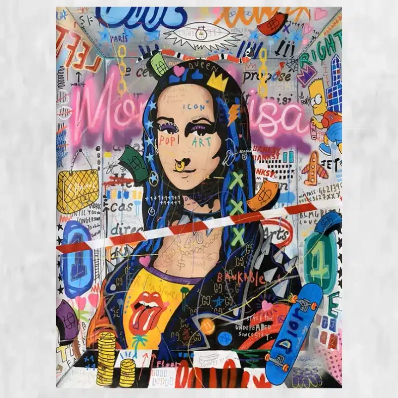 Graffiti Art Mona Lisa Modern Abstract Painting Printed on Canvas