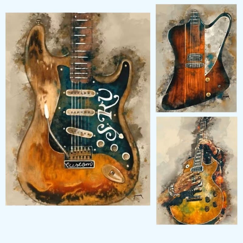 Graffiti Rock Guitar Painting