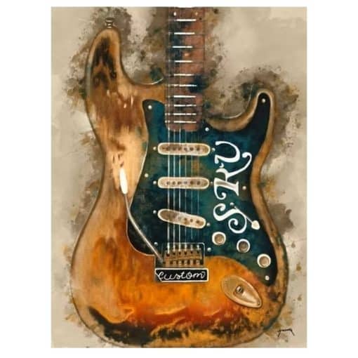 Graffiti Rock Guitar Painting Printed on Canvas - Image 2