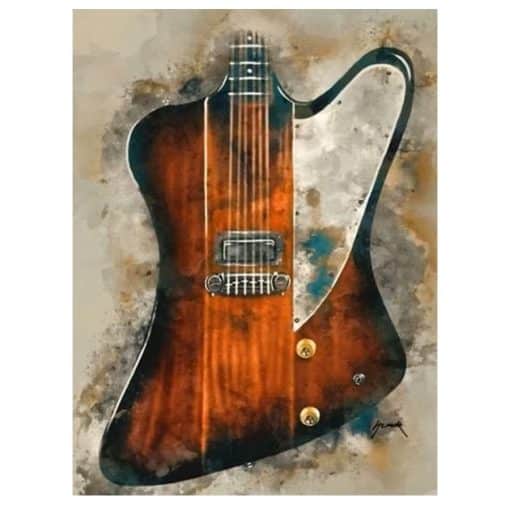 Graffiti Rock Guitar Painting Printed on Canvas - Image 3